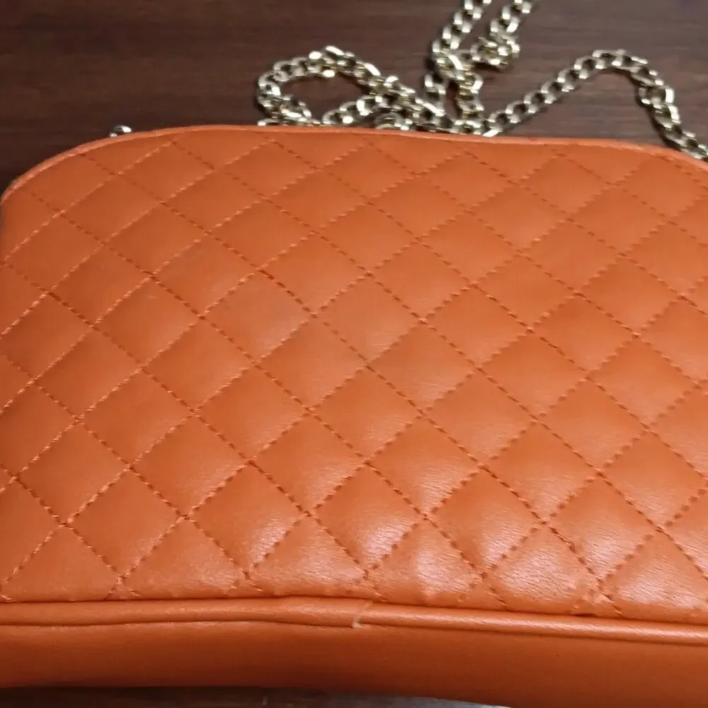 Orange Vegan Purse 9x6 - Picture 4 of 8